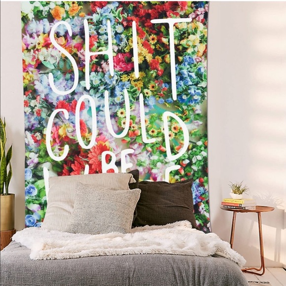 Wall Tapestry, Flower, Floral Words, Wall Hanging Tapestry, Decor Quote - Picture 3 of 5